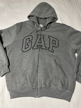GAP Heather Gray Full-Zip Hoodie with Logo